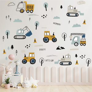 <span class=keywords><strong>Adesivi</strong></span> Murali di Veicoli da Costruzione per Camerette dei Bambini, Asili e Scuole Materne, Decorazione di Sfondo, Carta da Parati Autoadesiva - Product Image 5