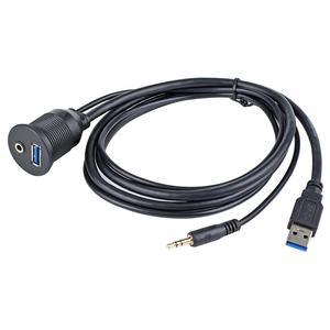 พอร์ต USB <span class=keywords><strong>AUX</strong></span> สำหรับคอนโซลรถยนต์ช่องเสียบ USB สำหรับเครื่องเสียงรถยนต์ USB3.0ต่อสายเคเบิลตัวผู้ไปยังตัวเมีย3.5มม. - Product Image 1