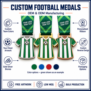 Custom Soft Enamel Soccer Jersey Medals with Personalized Team Colors Ribbons and Back Designs <b>for</b> Football Tournament Awards - Product Image 4
