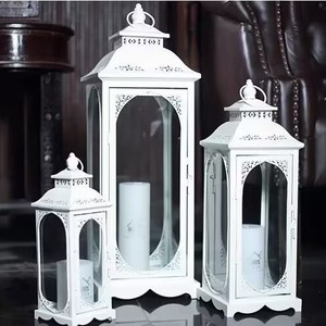 Lampada da Terra in Ferro Stile Retrò Europeo, Portacandele in Vetro, Decorazioni Natalizie, Portacandele in Metallo - Product Image 1