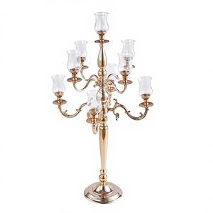 Candelabro de Diseño de Espejo Acrílico Transparente de 9 Cabezas, 118 cm, Decoración de Mesa para Bodas, Portavelas para Fiestas - Product Image 1