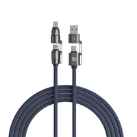 Câble de charge rapide 4-en-1 240W, câble de données multifonction USB-A/Type-C/L tressé en nylon de 1,8 m