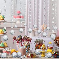 Guirlande de boules disco miroir réfléchissantes pour Noël, décoration de fenêtre pour fête disco