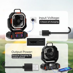 Ventilador LED con Luz USB Recargable, Ventilador de Pie Portátil de 4 Velocidades para Exteriores, Ventilador de Camping Recargable de 40000 mAh para el Hogar - Product Image 2