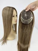 Prix de gros Mono Toupee 14 pouces pour femme, livraison rapide, topper durable en cheveux humains birmans, cheveux vierges de haute qualité, transparent