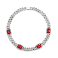 NL2111-2 Bijoux en rubis 15mm Hip Hop Gem Diamond Tennis Cuban Choker Punk Red Black Rhinestone Fashion Jewelry Bracelet