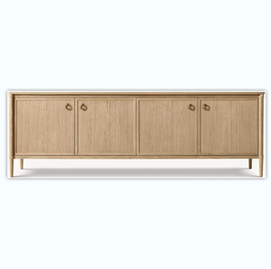 Meuble TV de salon en bois massif de style américain avec console de contrôle multimédia et rangement - Product Image 1