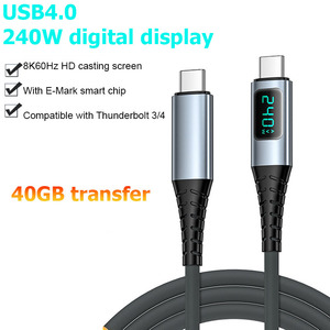 Câble de charge rapide USB4 avec affichage numérique 240W, haute vitesse 40G, compatible Thunderbolt 4, 8K60Hz, 5A pour ordinateur et appareil photo iOS - Product Image 2
