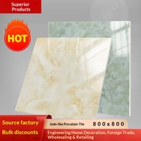Azulejos de Porcelana para Piso, Estilo Europeo, Color Amarillo Brillante, 800x800, Premium, Antideslizantes, Efecto Mármol Jade, para Sala de Estar