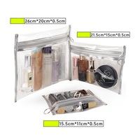 Pochette zippée transparente en PVC réutilisable pour le maquillage et le rangement en voyage, sac cosmétique personnalisable pour la vente en gros