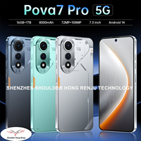 POVA7 Pro 16G+1TB Android 15 7.3 Pouces Global 5G Téléphone Portable Grand Écran Reconnaissance d'Image IA Smartphone Cellulaire LTE