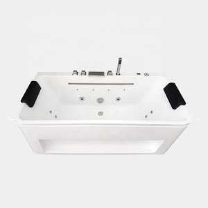 Bain de massage tourbillon SPA acrylique grande <span class=keywords><strong>baignoire</strong></span> hôtel LED Jet Massage 2 personnes face jupe bain intérieur bain à remous - Product Image 4