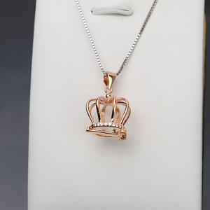 Wenchi Japonés Coreano Plata S925 Soporte Vacío para Colgante de Perla con Diseño de Jaula de Corona Tridimensional, Accesorio DIY, Modelo 14395, Hecho en China - Product Image 4