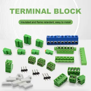 Blok Terminal PCB hijau manufaktur blok papan sirkuit cetak komponen blok Terminal PCB konektor sekrup rel Din PC