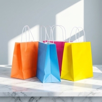 Sacs cadeaux en papier kraft colorés personnalisés avec poignées en corde torsadée, emballage écologique pour boutique de détail, mariage, fête