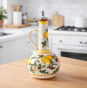Distributeur d'huile d'olive <span class=keywords><strong>en</strong></span> céramique personnalisé, peint à la main, style italien, bouteille d'huile, récipient à huile de cuisine, essentiels de cuisine, cruche à <span class=keywords><strong>vinaigre</strong></span> - Product Image 4