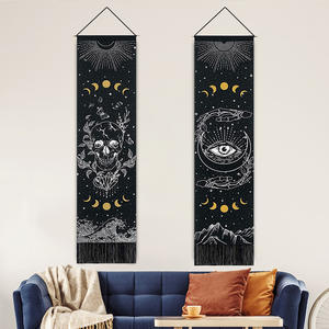 พรมผนังยาวพิมพ์ลายหัวกะโหลกสีดำพรมแนวตั้งพื้นหลังสำหรับตกแต่งข้างเตียงสำนักงาน - Product Image 3