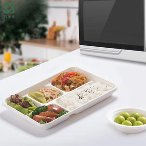 Bandeja de comida de hospital desechable de fibra vegetal biodegradable respetuosa con el medio ambiente personalizable para acampar directamente de fábrica - Product Image 4