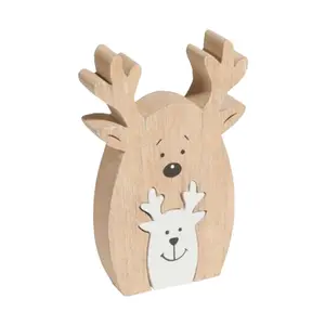 圣诞乡村怀旧木坐驯鹿麋鹿驼鹿工艺装饰原始驯鹿架子坐垫装饰