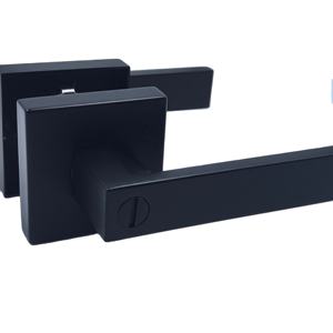 مقابض أبواب داخلية ثقيلة سوداء غير لامعة بدون مفتاح ، أذرع مسطحة للخصوصية قابلة للعكس ، أسطوانات قفل مربعة لغرف النوم والحمام - Product Image 1