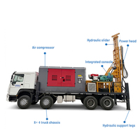 Foreuses de puits montées sur camion 300m, petite foreuse pneumatique pour puits, machine de forage sur camion