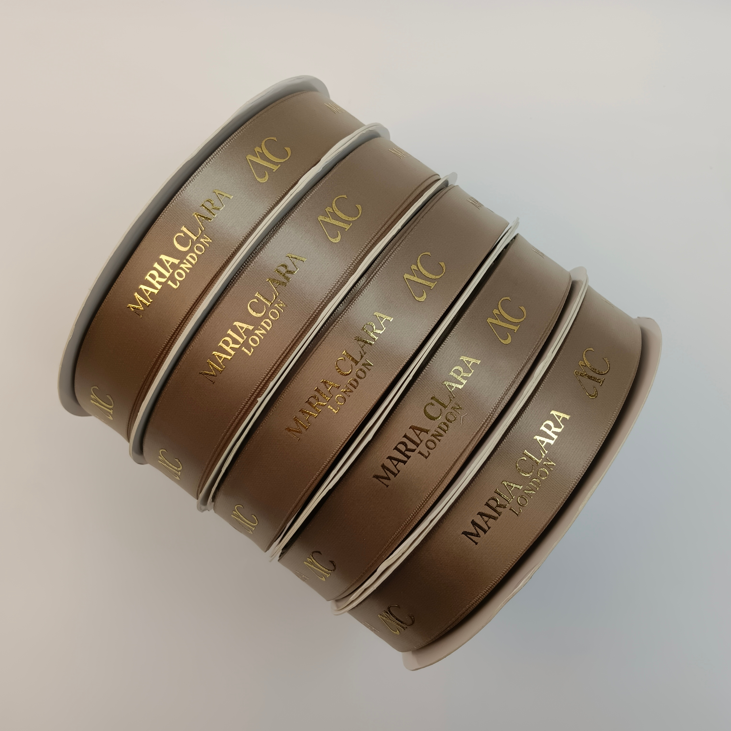 Customized Satin Ribbon Gold Foil Logo Christmas Wire Edge Grosgrain Ribbon Polyester for Weddings