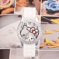 Montre de plongée de mode de luxe Allston Platinum Band Hellokitty Montres cadeaux avec alarme Moniteur de fréquence cardiaque Calendrier perpétuel