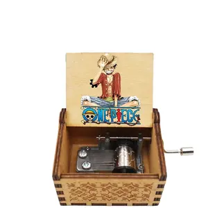 Wholesale 18 note custom tune Hand Crank Music Box Colorful One Piece wooden music box