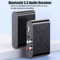 TUTI Bluetooth 5.3 BT Audio-Empfänger AUX 3,5mm RCA-Buchse USB-Stick Smart Playback Stereo Audio Wireless Adapter für TV Auto-Kit