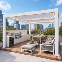 MEIXIN ORLANDO Villa de luxe moderne, pergola bioclimatique motorisée en aluminium avec verre trempé, alimentée à l'énergie solaire, à lames orientables