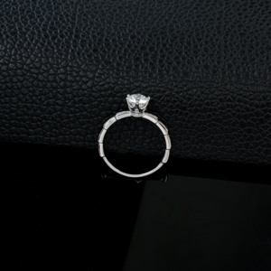 Bague en argent S925 avec diamant cultivé à taille ronde, bijoux élégants pour femmes C - Product Image 6