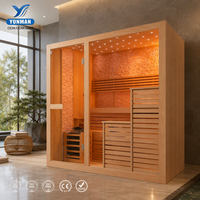 Sauna Inframerah untuk Penggunaan Luar & Dalam Ruangan, 4 Orang, Kayu Hemlock Solid, Desain Modern Stylish, Dapat Disesuaikan untuk Gym atau Apartemen