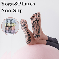 Chaussettes de yoga et de pilates pour femmes, à cinq doigts, antidérapantes, respirantes, mi-mollet, pour le sport et le fitness