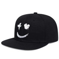 Casquette de baseball à visière plate avec motif Smiley Brush Stroke X Graphic, unisexe, style streetwear, réglable pour hommes et femmes, décontractée, en gros