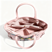 Sac fourre-tout rose à imprimé graffiti chat noir, sac à main pour femme avec mini pochette, grande capacité, vente en gros d'usine, personnalisable