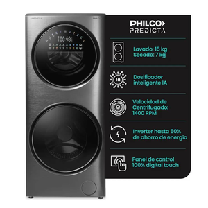 Xếp Chồng Lên Nhau Kit Máy Giặt Phía Trước Tải 15Kg Với Máy Sấy Biến Tần 1400Rpm LED Hiển Thị Hỗ Trợ AI Thông Minh Rửa 15 Phút Nhanh Chóng Rửa - Product Image 2