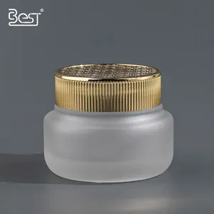 creme-gläser hautpflege-glasverpackungsbehälter luxus 50 g mattiertes glas gefäß mit golddeckel