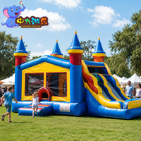 Château Gonflable Commercial d'Extérieur avec Toboggan pour Événements de Location, en PVC Durable, Personnalisable OEM, Combo Château Gonflable et Trampoline