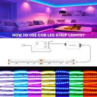 Haute Qualité Ra90 12V/24V RGB Flexible COB LED Bande 630LED Dimmable Ruban LED COB