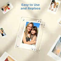 Cadre photo magnétique rond en acrylique transparent personnalisé avec impression UV/sérigraphie pour aimant photo