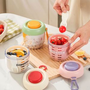 Boîte à lunch moderne pour fruits et légumes, coupe à salade portable, boîte de pique-nique, récipient à sauce, double couche, capacité 301-500ML - Product Image 2