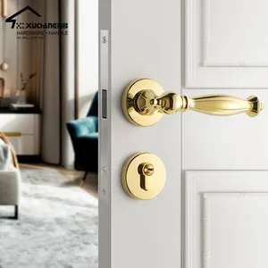 Newest Design Luxury Gold Door Handle Set Lock Interior Door Handle With Lock For Windows