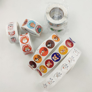 1 pollice 500 pezzi etichetta di imballaggio di carta rotonda più venduta vinile simpatico cartone animato grazie adesivi per le piccole imprese - Product Image 5