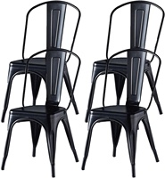 YUJUN meubles chaises de salle à manger en métal ensemble de 4 chaises empilables en métal noir café côté chaises de patio pieds en caoutchouc élégant