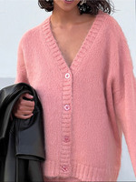Automne nouveau élégant décontracté tricoté col en v pull Cardigan veste coupe ample surjupe costume pour les femmes