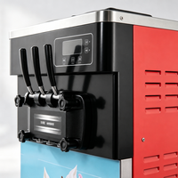 Machine à glace molle industrielle portable en acier inoxydable, automatique, avec lait et eau, 2+1 saveurs mélangées, pour la fabrication de cornets de glace