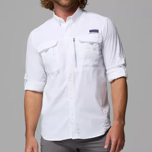 Polo de pêche de haute qualité à dos ouvert, faible MOQ, en maille respirante, avec col en forme de poisson, avec poches, manches longues et boutons. - Product Image 4