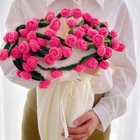 Couverture en tricot de fleurs éternelles en forme de bouquet de roses, tissée à la main, style pastoral, en nitrile, toutes saisons, universelle, vente en gros