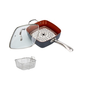 Olla de Cocina Cuadrada Multiusos de Cobre de 9.5 Pulgadas, Sartén Antiadherente de Cerámica, Juego de Utensilios de Cocina, Juego de <span class=keywords><strong>Ollas</strong></span> y Sartenes - Product Image 5