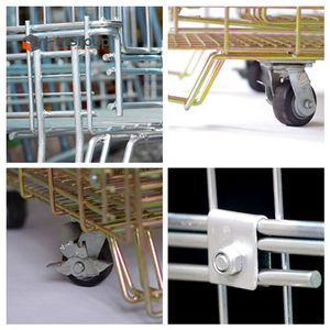 Gabbia di Stoccaggio Mobile in Rete Metallica Saldata OEM, Alta Capacità di Carico 800kg, Industriale, Zincata, in Acciaio, con Ruote Bloccabili - Product Image 5